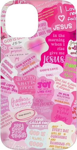Vista 4 de Funda estética para iPhone 16 con versículos bíblicos cristianos con citas positivas