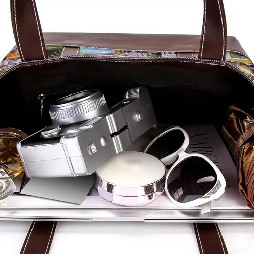 Vista 5 de Sunset - Bolsas grandes de lona de cuero para mujer, con asa superior, para hombro, hobo