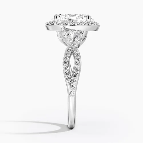 Vista 2 de CUSTOMIZE JEWELS IGI Anillo de compromiso con halo de diamantes de talla ovalada TW de 2.93 quilates con marquesa de acento y diamantes redondos