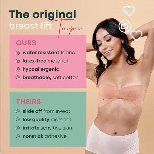 Vista 4 de Kit de cinta adhesiva para levantamiento de senos incluye cubiertas de pezones Cinta corporal para realzar y dar forma Funciona muy bien