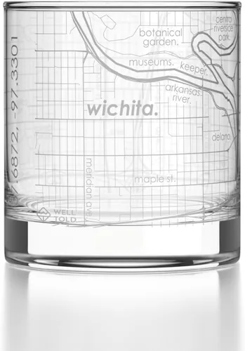 Vista 69 de Well Told Vaso de rocas grabado con mapa de Akron, Ohio, cristalería estilo antiguo (325ml, transparente) Vaso de bourbon grabado, regalos