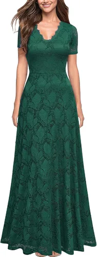 Vista 3 de REPHYLLIS Vestido largo de dama de honor formal vintage de encaje retro para mujer