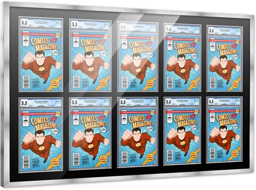 Vista 95 de Poster Palooza Marco de cómics con paspartú para 1 cómic de grado CGC, CBCS o PGX, marco de cómic de bronce para cómic de 8.125 x 13 pulgadas