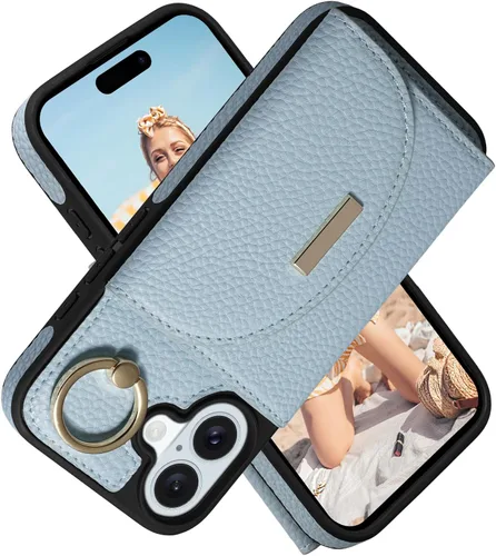 Vista 42 de Funda tipo cartera de Keallce para iPhone 14 Pro de 6.1 pulg., funda con tapa y ranuras para tarjetas, soporte con anillo, funda protectora de piel