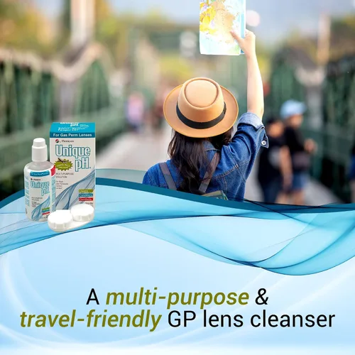 Vista 3 de Paquete único de viaje de pH - Solución multiusos para lentes de contacto permeables a gases -2.5 onzas líquidas