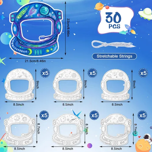 Vista 2 de 30 máscaras para colorear con casco de astronauta