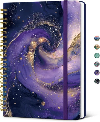 Vista 10 de Taja Cuaderno de Diario en Espiral con Líneas para Mujeres, A5 Lindo Cuaderno de Tapa Dura con Rayas Universitarias para Trabajo y Toma de Notas