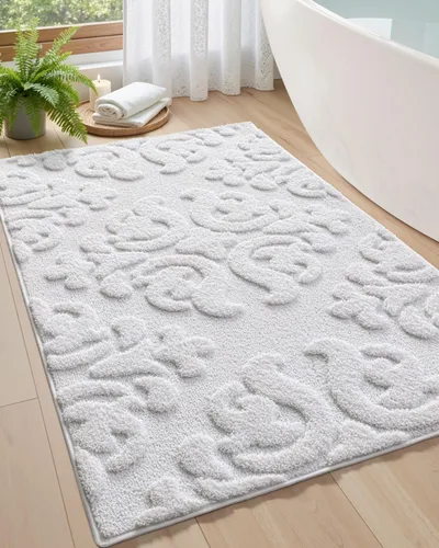 Vista 12 de DEXI - Alfombras de baño de 16"x24", alfombras antideslizantes para el suelo del baño, alfombra de baño ultrasuave y absorbente para la ducha, Beige