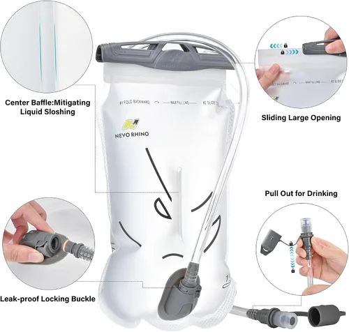 Vista 6 de N NEVO RHINO Chaleco para Correr, Chaleco de Hidratación Ligero, Mochila de Agua Aislada con Vejiga de Agua de 1.5L para Senderismo, Camino