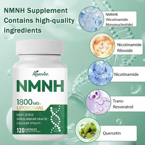 Vista 2 de NMNH 1800mg Suplemento liposomal NAD+, alternativa NMNH NMN con ribósido de nicotinamida y resveratrol, refuerzo NAD para energía celular, apoyo