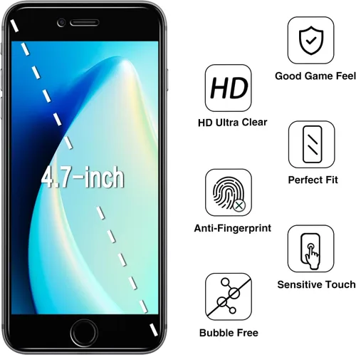 Vista 2 de Protector de pantalla de privacidad para iPhone SE 3/SE 2022/SE 2/SE 2020/8/7 Vidrio templado antiespía, antiespía, antiarañazos, sin burbujas