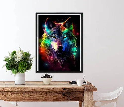 Vista 3 de Diymood Kits de pintura de diamantes 5D para niños y adultos, lobo - Kits de arte de diamantes para niños y adultos coloridos Taladro completo