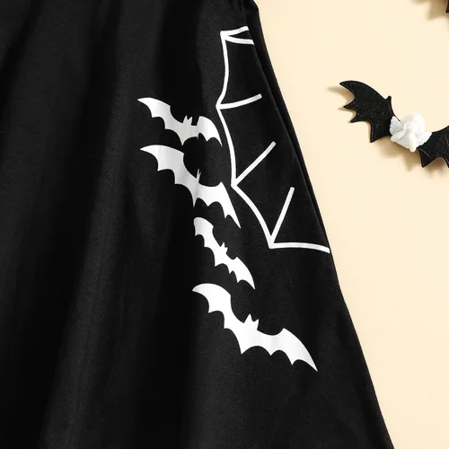 Vista 4 de Vestidos de fiesta de princesa sin mangas con estampado de dibujos animados para niños y niñas, vestido de fiesta de princesa (negro, 9-10 años)