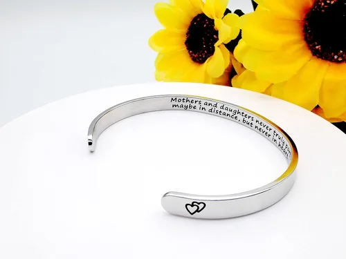 Vista 342 de Pulseras inspiradoras para mujer, joyería de acero inoxidable, con refranes, pulsera motivacional con mensaje oculto, pulseras grabadas para mejor