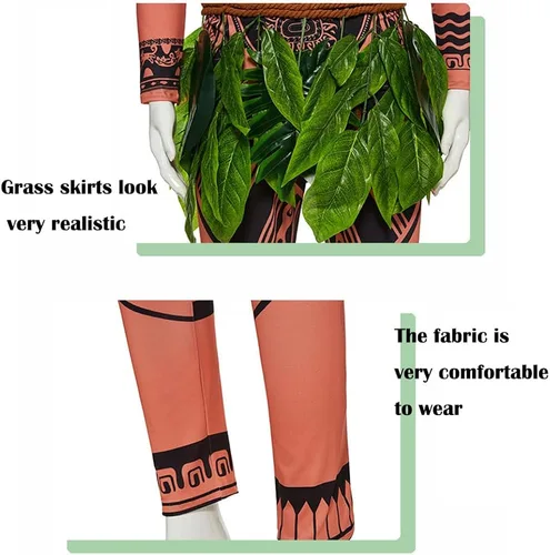 Vista 5 de LIFEPATH88 Maui Tattoo T-ShirtPants Halloween Cosplay Disfraz Adulto para Hombres y Mujeres Conjunto de peluca