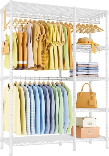 Vista 8 de Ulif F2 - Perchero de ropa de 5 niveles, perchero resistente para dormitorio, organizador de almacenamiento de clóset ajustable independiente, 46.1