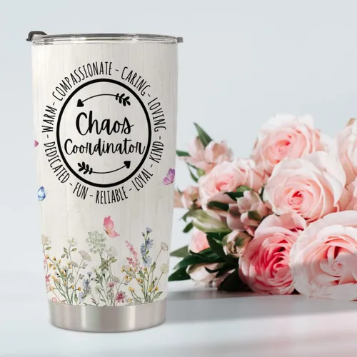 Vista 5 de regalos de Coordinador de Caos - Taza de viaje Coordinador de Caos con pajita para mamá, compañera de trabajo, jefa, gerente, empleada - Taza