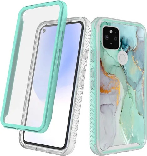 Vista 7 de Funda para Google Pixel 5a 5G con protector de pantalla integrado (no para Google Pixel 5), Rosebono Hybrid Gradient Transparente Suave TPU Clear