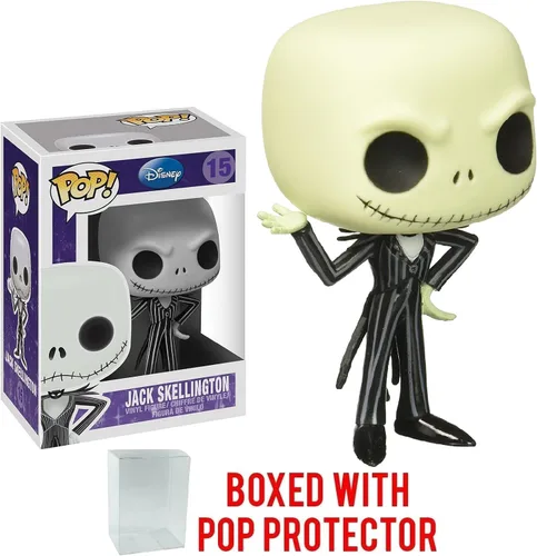 Vista 6 de Funko POP Disney: The Nightmare Before Christmas - Figura de vinilo de Jack Skellington Pop! (paquete con funda protectora compatible con Pop Box)
