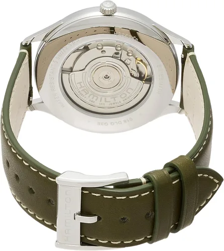 Vista 2 de Hamilton Reloj Jazzmaster Thinline Auto Hecho en Suiza Caja de acero inoxidable de 1.575 in Reloj analógico con esfera blanca Correa de cuero