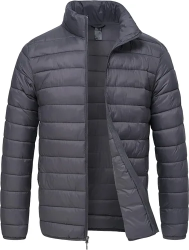 Vista 8 de Rapoo Chaquetas acolchadas para hombre, chaquetas de invierno ligeras, resistentes al agua, resistentes al viento, aisladas