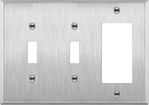 Vista 10 de ENERLITES - Placa de pared combinada para interruptor de triple palanca, 2 interruptores de palanca/1 interruptor decorativo, tamaño estándar 3