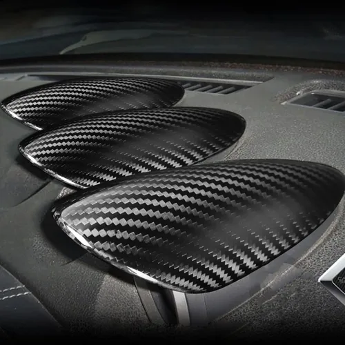 Vista 7 de Moldura de medidor de salpicadero, decoración de cubierta de medidor de salpicadero de automóvil, repuesto de fibra de carbono para 370Z Z34 2 Parte