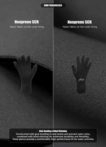 Vista 3 de Hevto Guantes de buceo de neopreno de 0.118 in GBS para hombres y mujeres, guantes de buceo impermeables para mantener el calor en agua fría