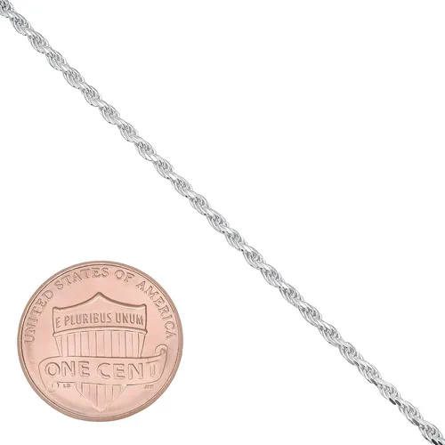 Vista 2 de The Bling Factory 2mm-7mm Solid .925 Sterling Silver Diamond-Cut Twisted Rope Chain Necklace 16-30" Made In Italy