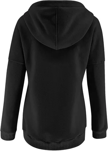 Vista 2 de Sudaderas con capucha para mujer, sudadera con capucha para mujer, casual, deportiva, camisa con botones y bolsillos