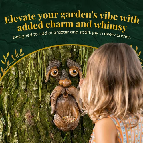 Vista 5 de Cara de árbol, caras de árbol al aire libre, arte de árbol, decoraciones de árbol al aire libre, caras de árbol, decoración de tocón de árbol, cara
