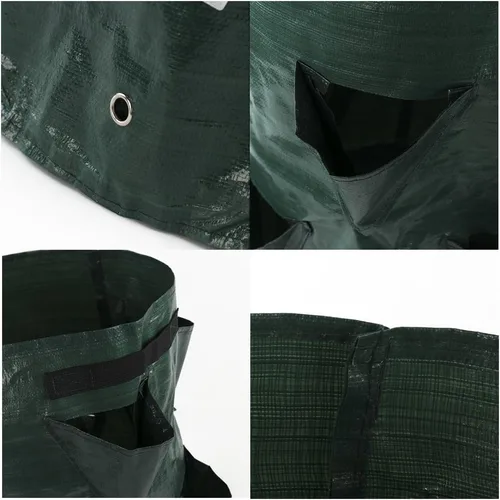 Vista 4 de Bolsas de cultivo para plantación de fresas, paquete de 2 bolsas de cultivo de 11 galones con bolsa de cultivo de 8 bolsillos con asas para fresas