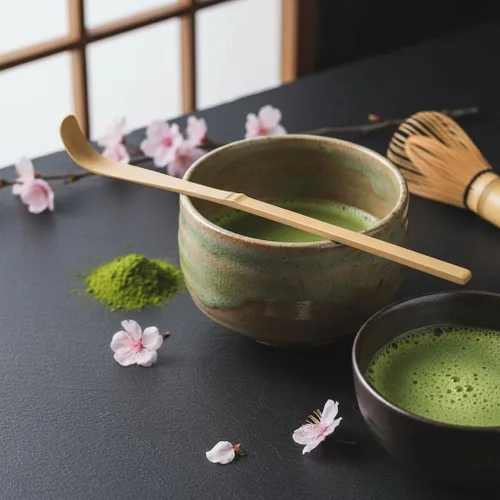 Vista 3 de Cuchara japonesa de bambú matcha – 7.1 in marrón tradicional cuchara de ceremonia de té para matcha y café Accesorios duraderos y ecológicos