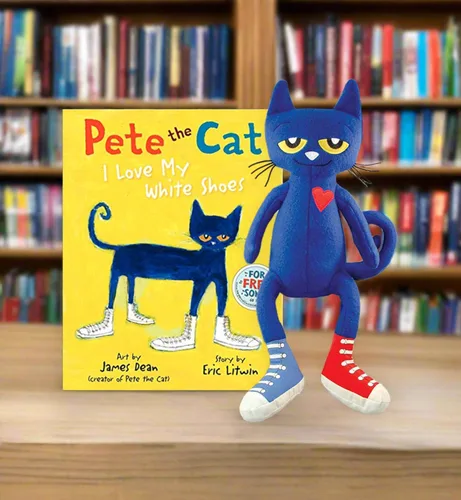 Vista 7 de Gato de peluche "Pete el gato", de Merry Makers, Azul