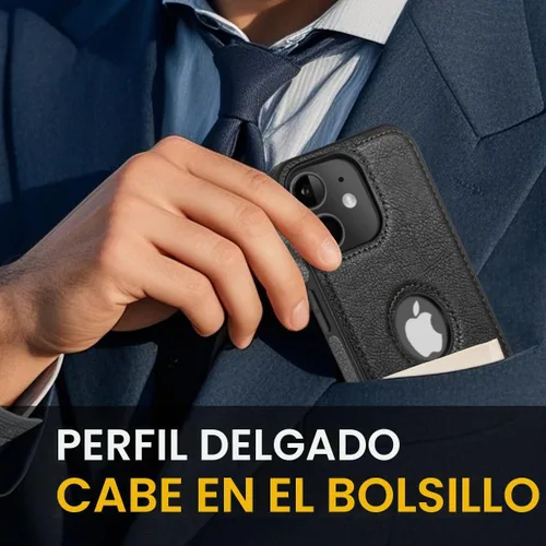 Vista 5 de Diseño compatible con iPhone 11, funda de cuero de lujo vintage, delgada, antideslizante, agarre suave, a prueba de golpes, funda protectora (2019)