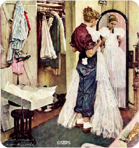 Vista 9 de ARCANE VAULT - Saturday Evening Post™, Imán de madera Rosie The Riveter, cortado con láser, abedul recubierto de ultravioleta, decoración del hogar