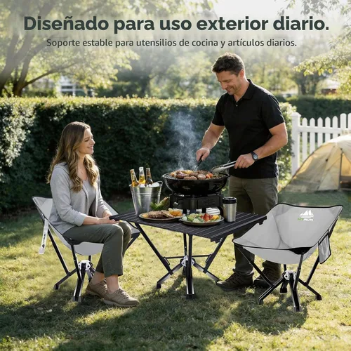 Vista 6 de MTRVR Mesa de camping plegable: diseño estable de aluminio enrollable, estructura de soporte sólida, mesa portátil al aire libre para acampar