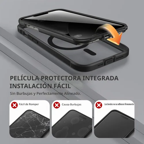 Vista 5 de BERFY Funda para iPhone 12 Pro Max, compatible con MagSafe, protector de pantalla de privacidad integrado y protección de cámara, antiespía