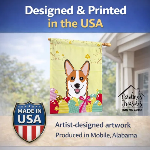 Vista 847 de Caroline's Treasures BB1923GF Bandera decorativa para jardín con diseño de Border Collie, para caza de huevos de Pascua, para jardín, jardín, patio