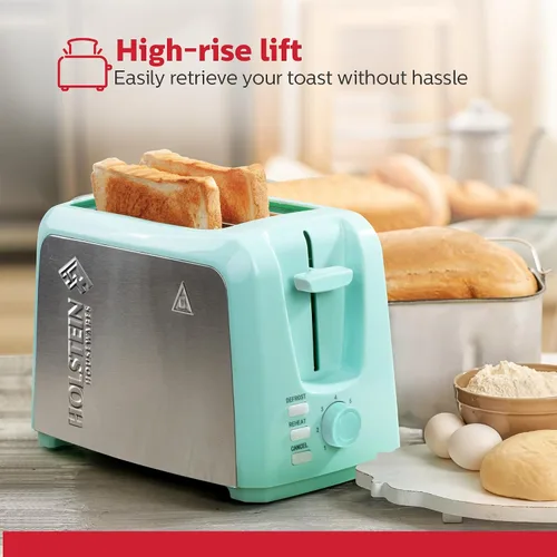 Vista 6 de Holstein Housewares Tostadora de 2 rebanadas con 7 ajustes de tostado, ranuras extra anchas, recalentamiento, descongelación, cancelación