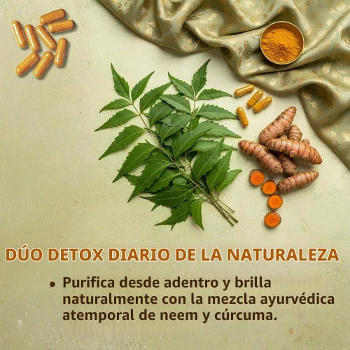 Vista 3 de Cápsulas de neem y cúrcuma 90 cápsulas hechas de pimienta negra, neem, cúrcuma