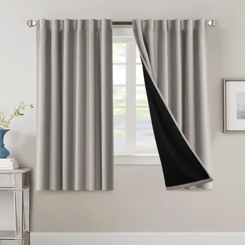 Vista 28 de H.VERSAILTEX Cortinas 100% opacas para dormitorio con forro negro, cortinas de oscurecimiento de habitación completa, con aislamiento térmico