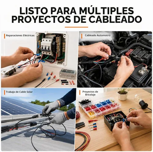 Vista 7 de KF CPTEC Juego de 9 herramientas de crimpado de alambre de cambio rápido, crimpadora de trinquete con 7 mandíbulas intercambiables, pelacables