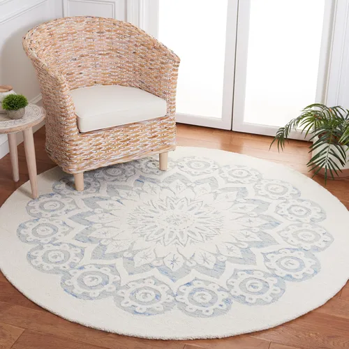 Vista 20 de SAFAVIEH Blossom Collection - Alfombra decorativa, 2 x 3 pies, color marfil y beige, lana hecha a mano, ideal para zonas de alto tráfico en entrada