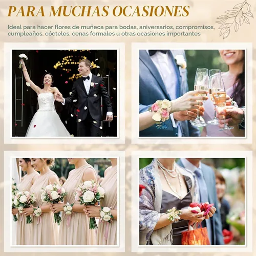 Vista 5 de Hicarer 16 pulseras de ramillete para baile de graduación, bandas elásticas Dorado