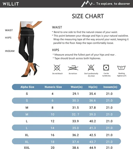 Vista 6 de Willit Pantalones capri de vestir para mujer, pantalones de yoga, pantalones capri de trabajo, pantalones elásticos de oficina de cintura alta, 21