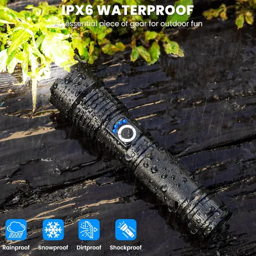 Vista 4 de Linterna recargable de 99,000 lúmenes - Paquete de 3 linternas LED brillantes con 5 modos, linterna impermeable de mano para camping, hogar, exterior