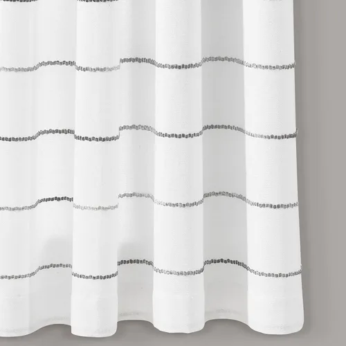 Vista 5 de Lush Decor Paneles de cortina de ventana de algodón teñido con hilo de rayas degradadas, par de cortinas de 40 pulgadas de ancho x 63 pulgadas