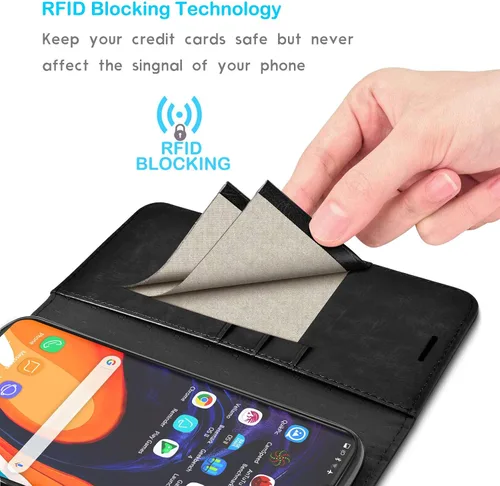Vista 2 de Tekcoo Funda para Galaxy S20 Plus, funda con bloqueo RFID de alta calidad con ranuras para tarjetas y soporte, color negro