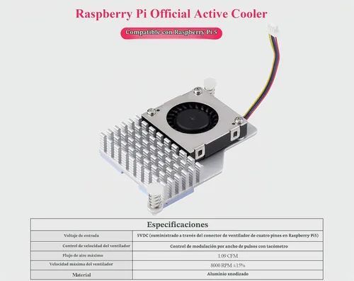 Vista 2 de Enfriador activo oficial Pi 5 compatible con Raspberry Pi 5
